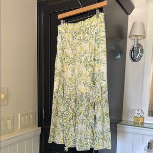 Alice + Olivia Sheer Green and Yellow Floral Maxi Skirt  lined above knee